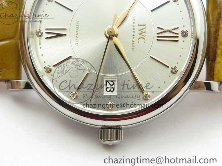 MIROTIME 0127 Durable Portofino 37mm SS V7F 1:1 Best Edition White Dial on Light Brown Leather Strap A 7092